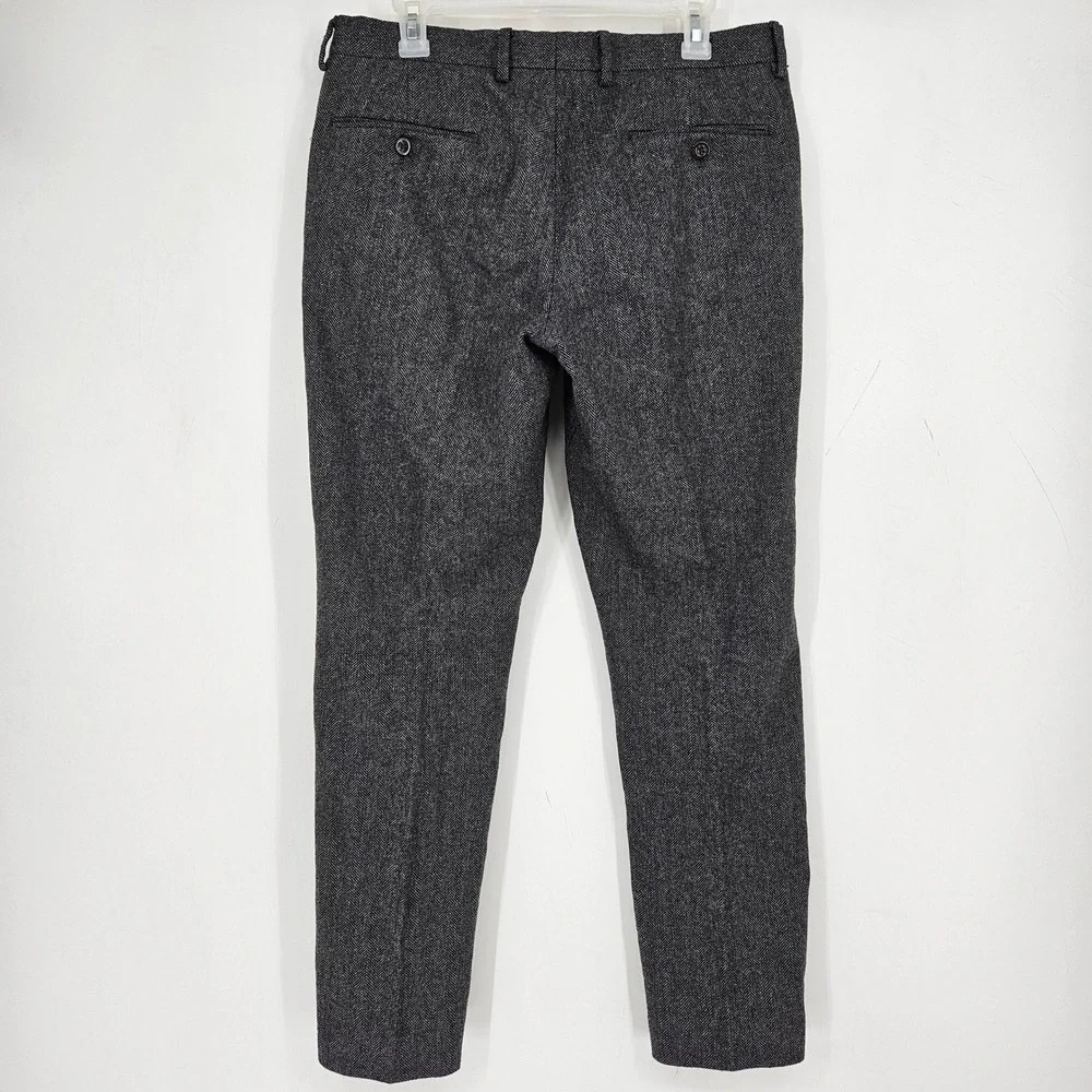 J Crew Bowery Pants Mens 32x32 Gray Wool Polyester Blend Flat Front Casual‎